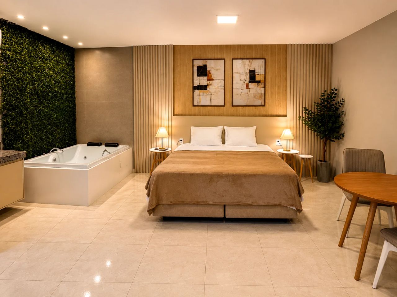 Suíte Master com hidromassagem e jardim vertical